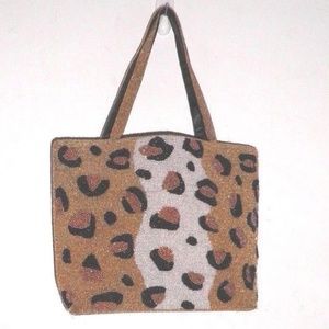 All Over Cheetah Print Beaded Bag